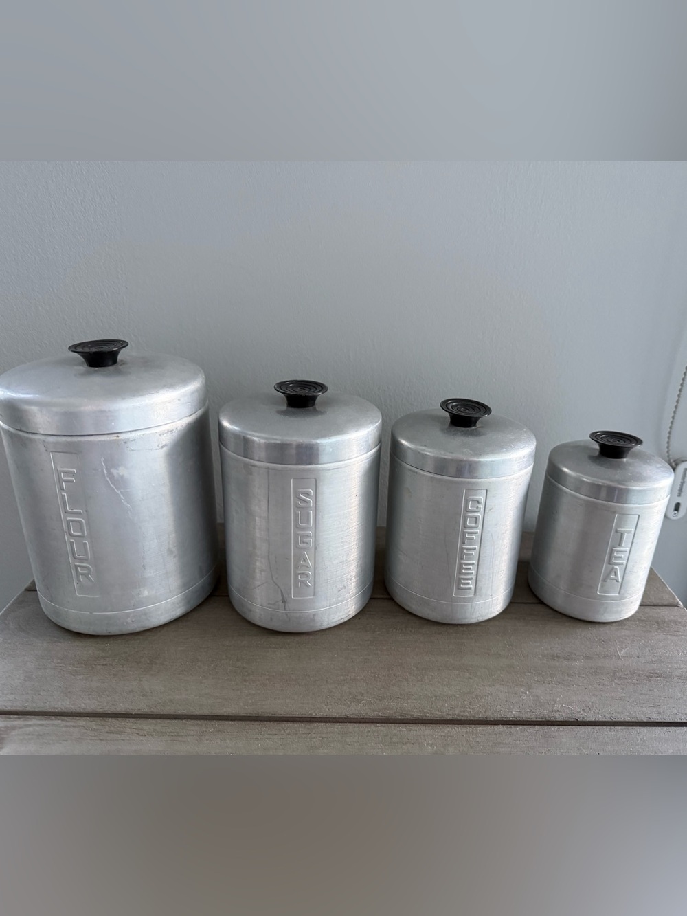 Heller Hostess Ware Antique Aluminum Kitchen Canister Set